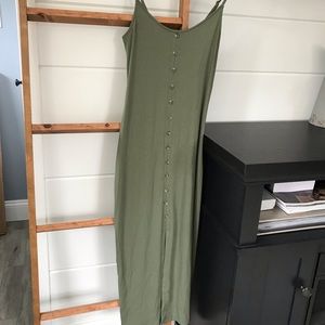 Green ribbed tank dress